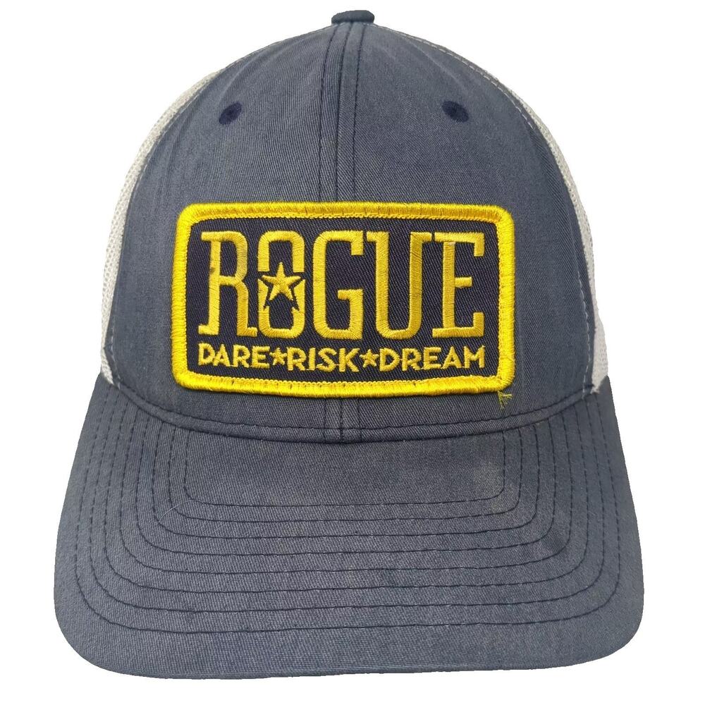 Rogue Trucker Hat Blue White Snapback OS Patch Mesh Adjustable Embroidered